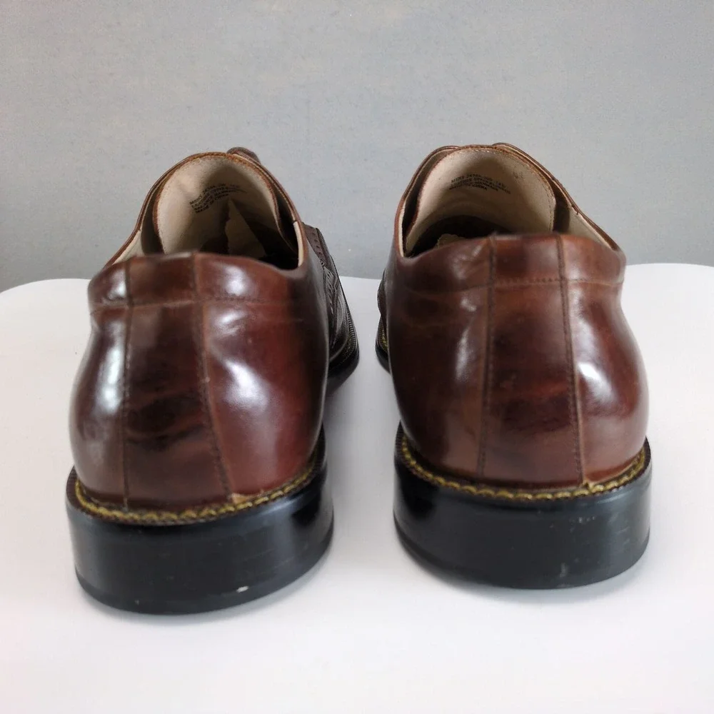 Stacy Adams Brown Leather Square Toe Oxfords Mens 14W Lace Up Dress Shoes
